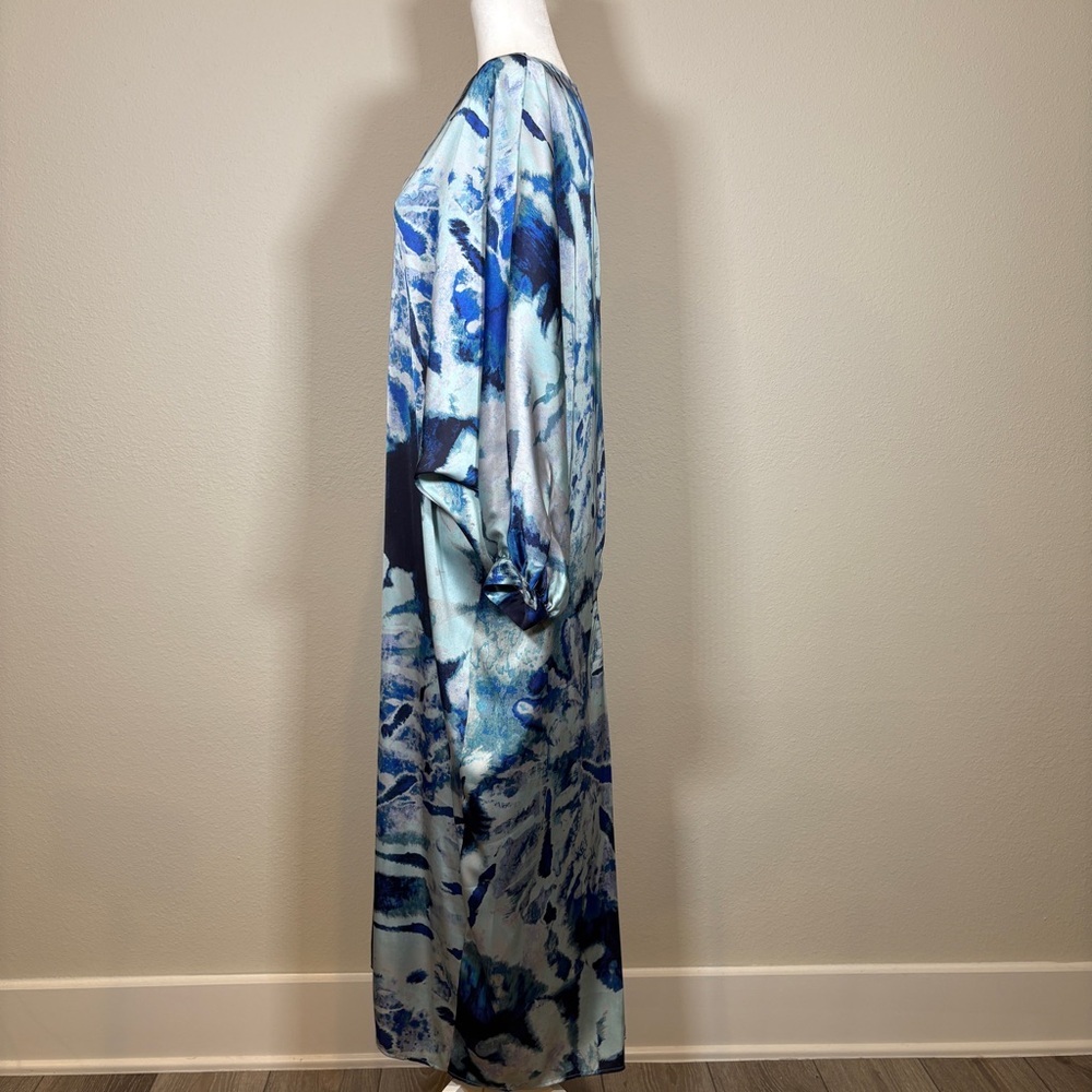 NWT Zara Blue Kaftan Style Dress Size Medium - Picture 3 of 10